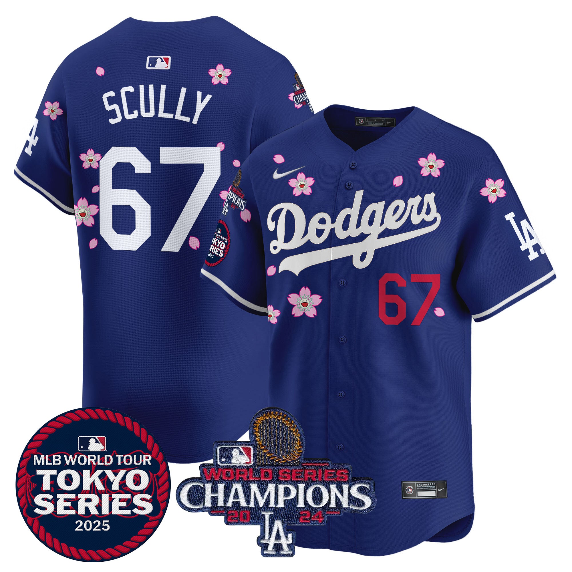 Men's Dodgers 2024 World Series Champions Patch Vapor Premier Limited Jersey - All Stitched - Royal, Kike Hernandez