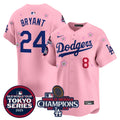Men's Dodgers 2024 World Series Champions Patch Vapor Premier Limited Jersey V3 - All Stitched - Black Gold, Kobe Bryant
