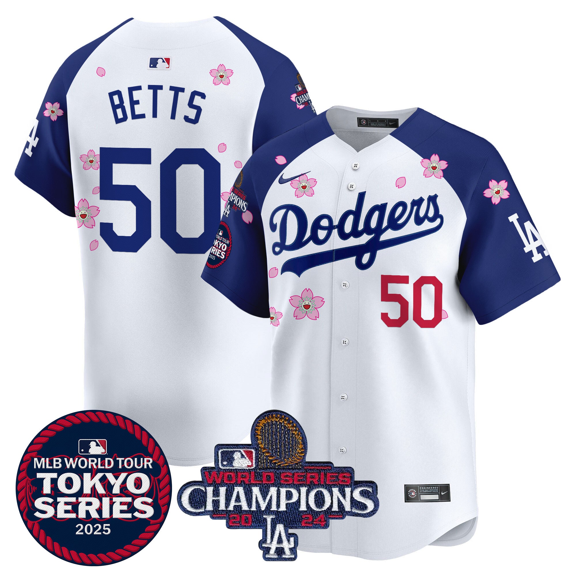 Men's Dodgers 2024 World Series Champions Patch Vapor Premier Limited Jersey V3 - All Stitched - Alternate Royal, Kobe Bryant