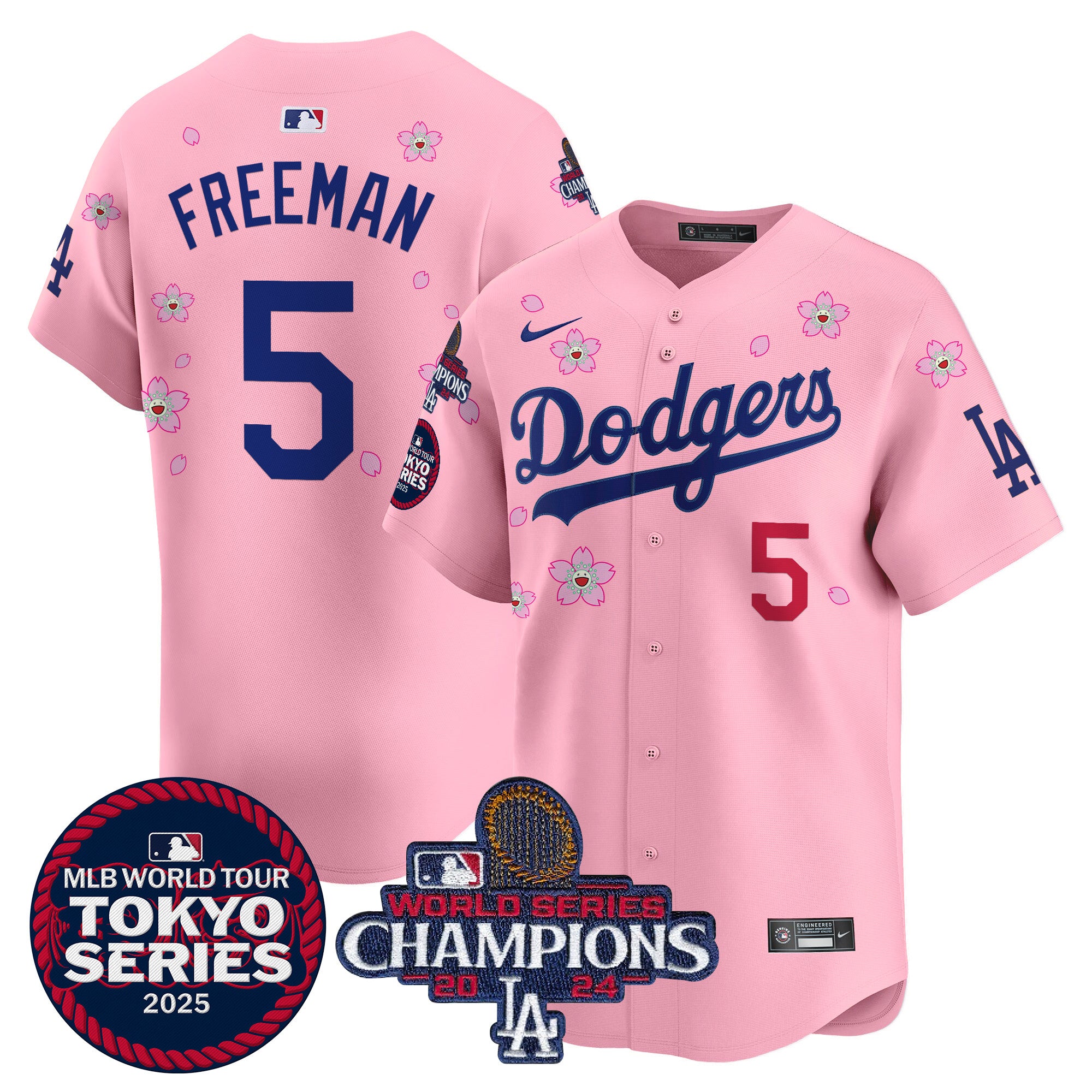 Men's Dodgers 2024 World Series Champions Patch Vapor Premier Limited Jersey V3 - All Stitched - Alternate Royal, Tommy Edman