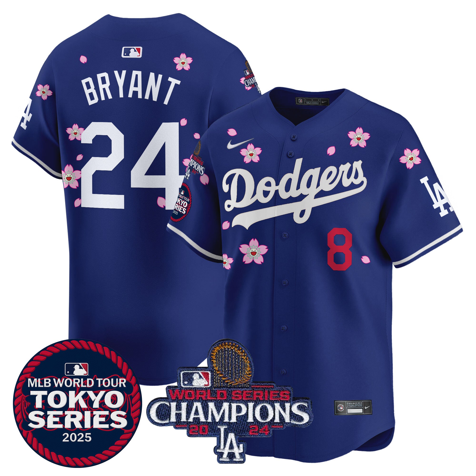 Men's Dodgers 2024 World Series Champions Patch Vapor Premier Limited Jersey - All Stitched - Royal, Vin Scully