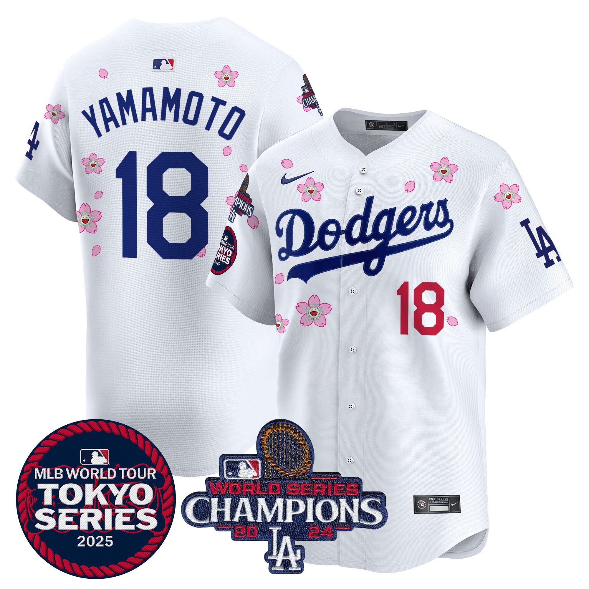 Men's Dodgers 2024 World Series Champions Patch Vapor Premier Limited Jersey - All Stitched - Alternate White, Mookie Betts