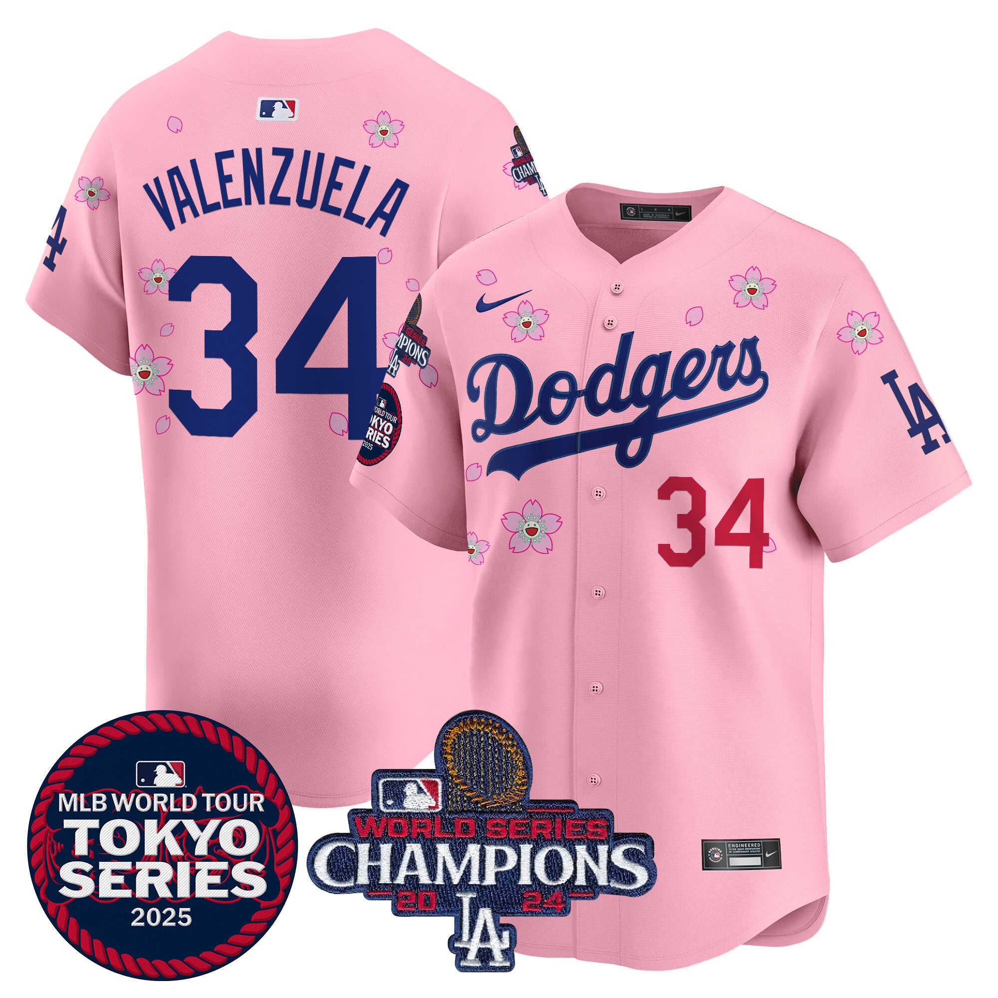 Men's Dodgers 2024 World Series Champions Patch Vapor Premier Limited Jersey V3 - All Stitched - Alternate Royal, Team