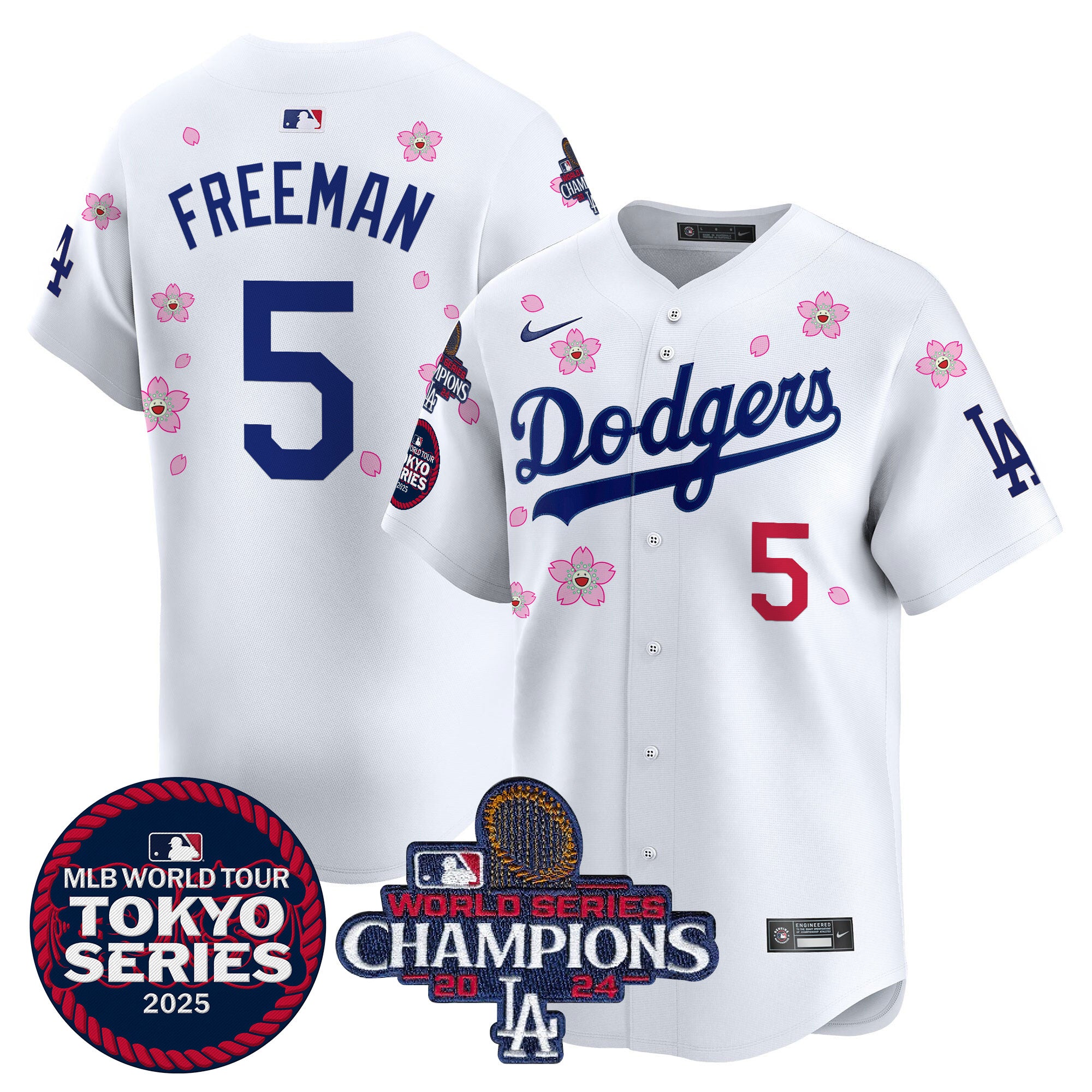 Men's Dodgers 2024 World Series Champions Patch Vapor Premier Limited Jersey - All Stitched - White, Yamamoto