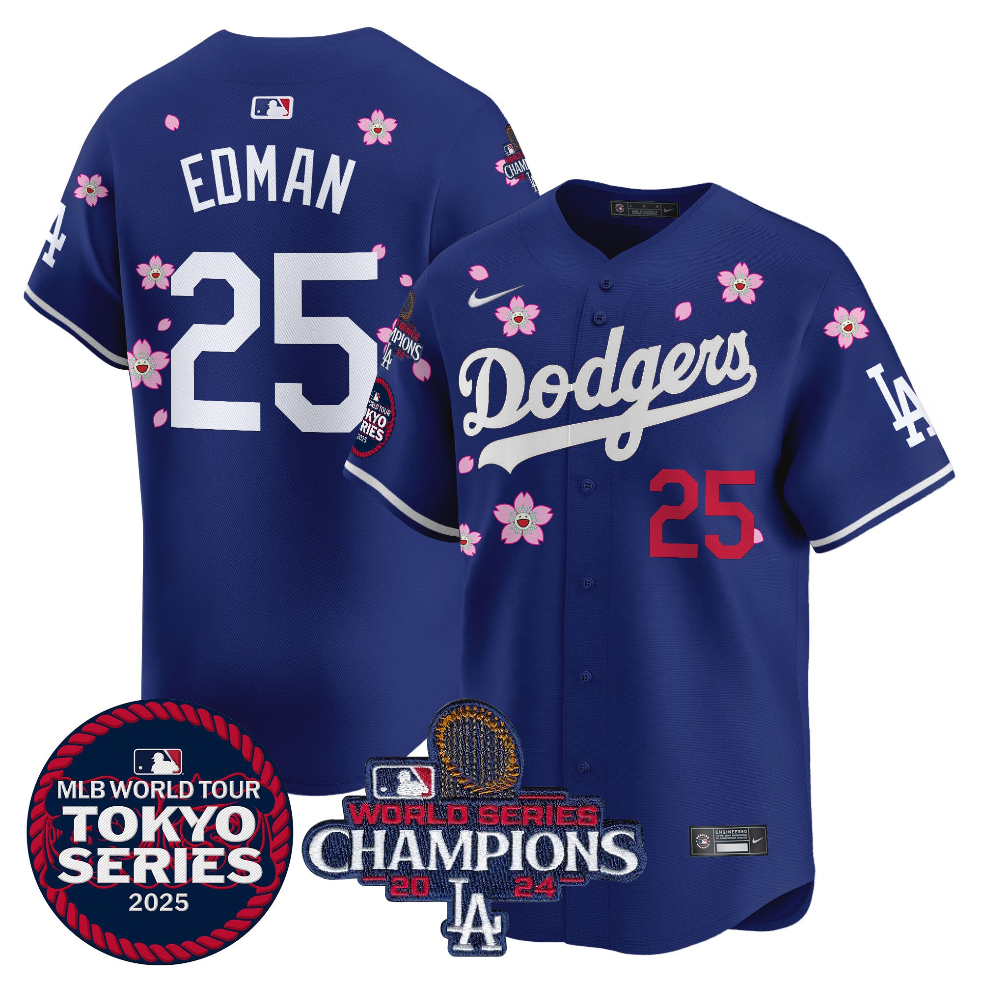 Men's Dodgers 2024 World Series Champions Patch Vapor Premier Limited Jersey - All Stitched - Royal, Team