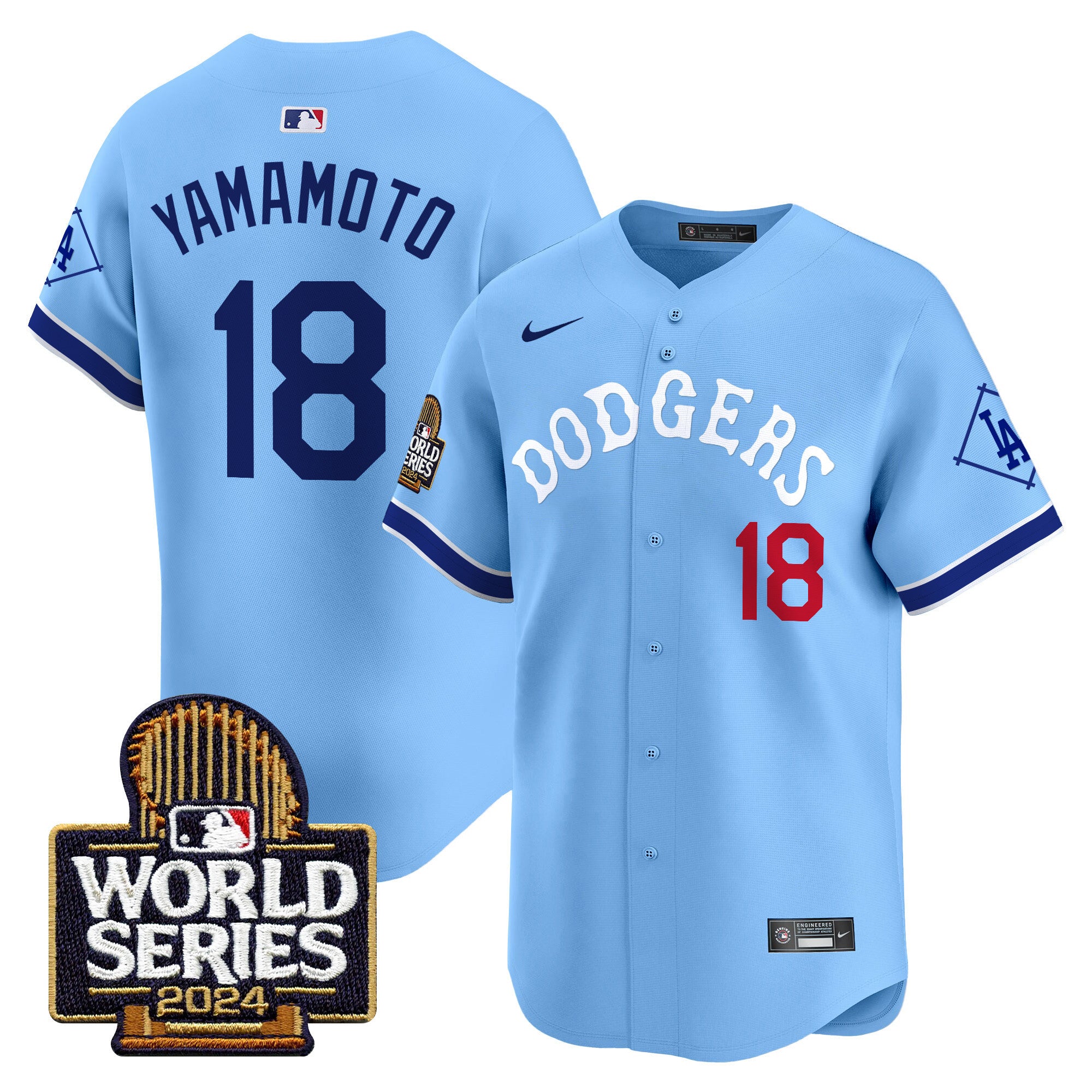 Men's Dodgers Tribute 2024 World Series Vapor Premier Limited Jersey - All Stitched - Blue, Yamamoto