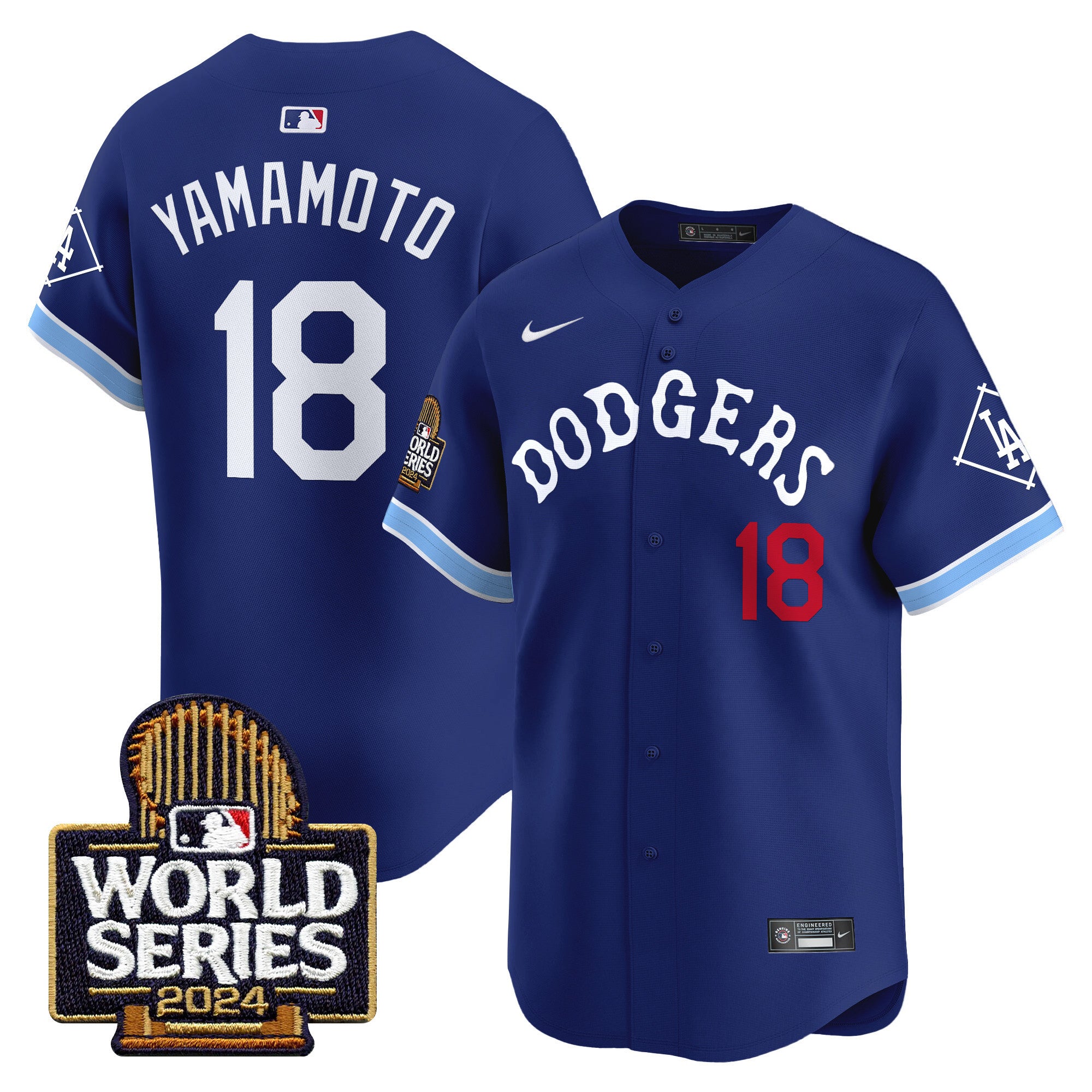 Men's Dodgers Tribute 2024 World Series Vapor Premier Limited Jersey - All Stitched - Royal, Yamamoto