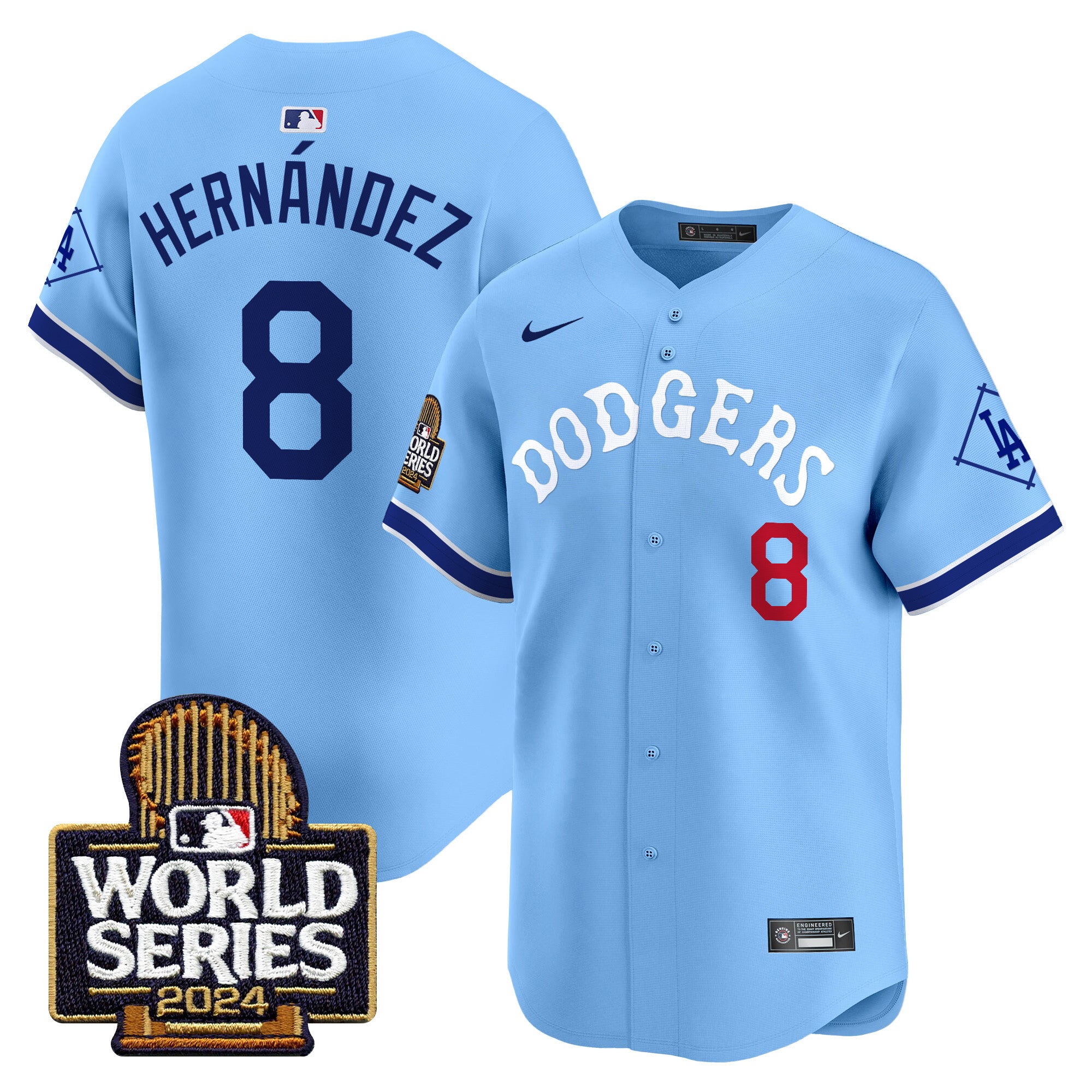 Men's Dodgers Tribute 2024 World Series Vapor Premier Limited Jersey - All Stitched - Blue, Kike Hernandez