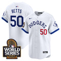 Men's Dodgers Tribute 2024 World Series Vapor Premier Limited Jersey - All Stitched - White, Mookie Betts