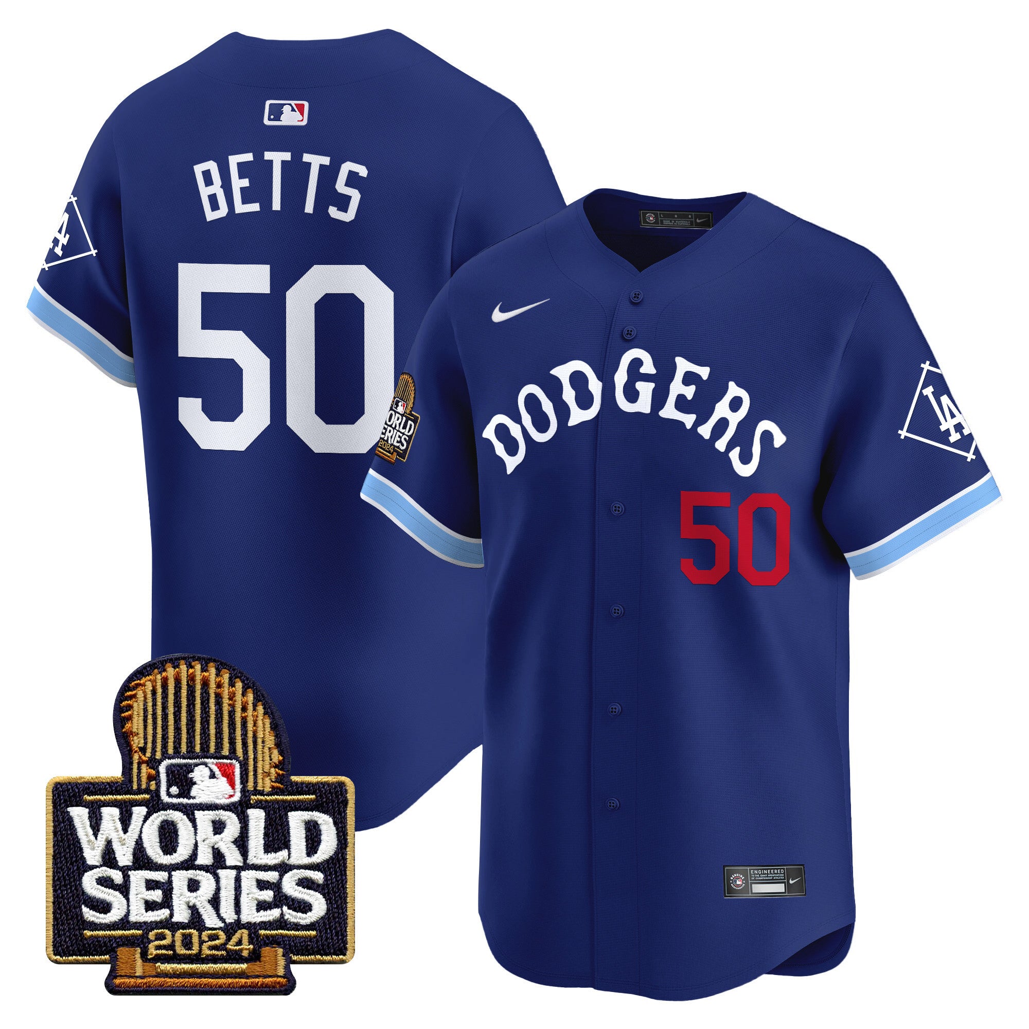 Men's Dodgers Tribute 2024 World Series Vapor Premier Limited Jersey - All Stitched - Royal, Mookie Betts