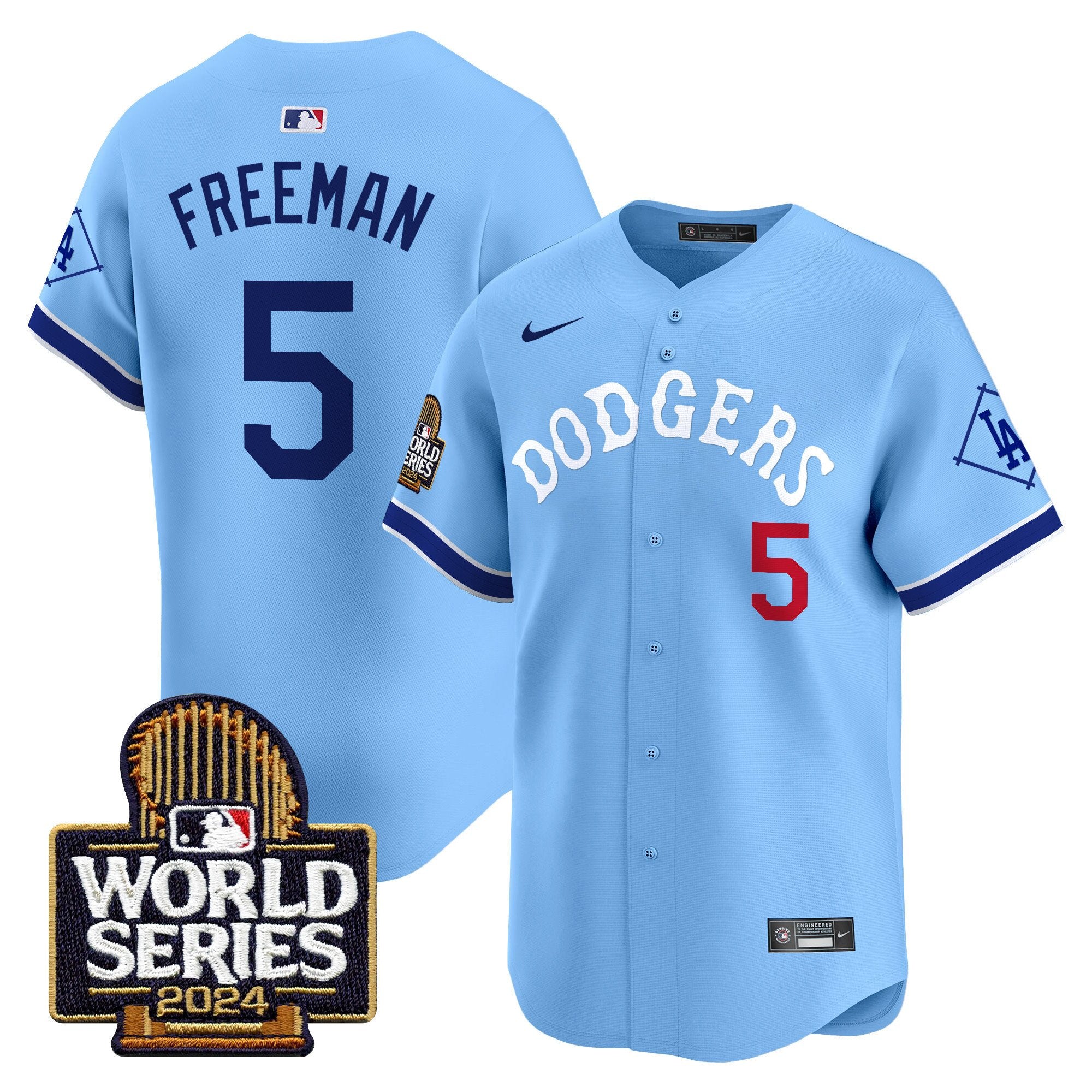 Men's Dodgers Tribute 2024 World Series Vapor Premier Limited Jersey - All Stitched - Blue, Freddie Freeman