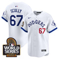 Men's Dodgers Tribute 2024 World Series Vapor Premier Limited Jersey - All Stitched - White, Vin Scully