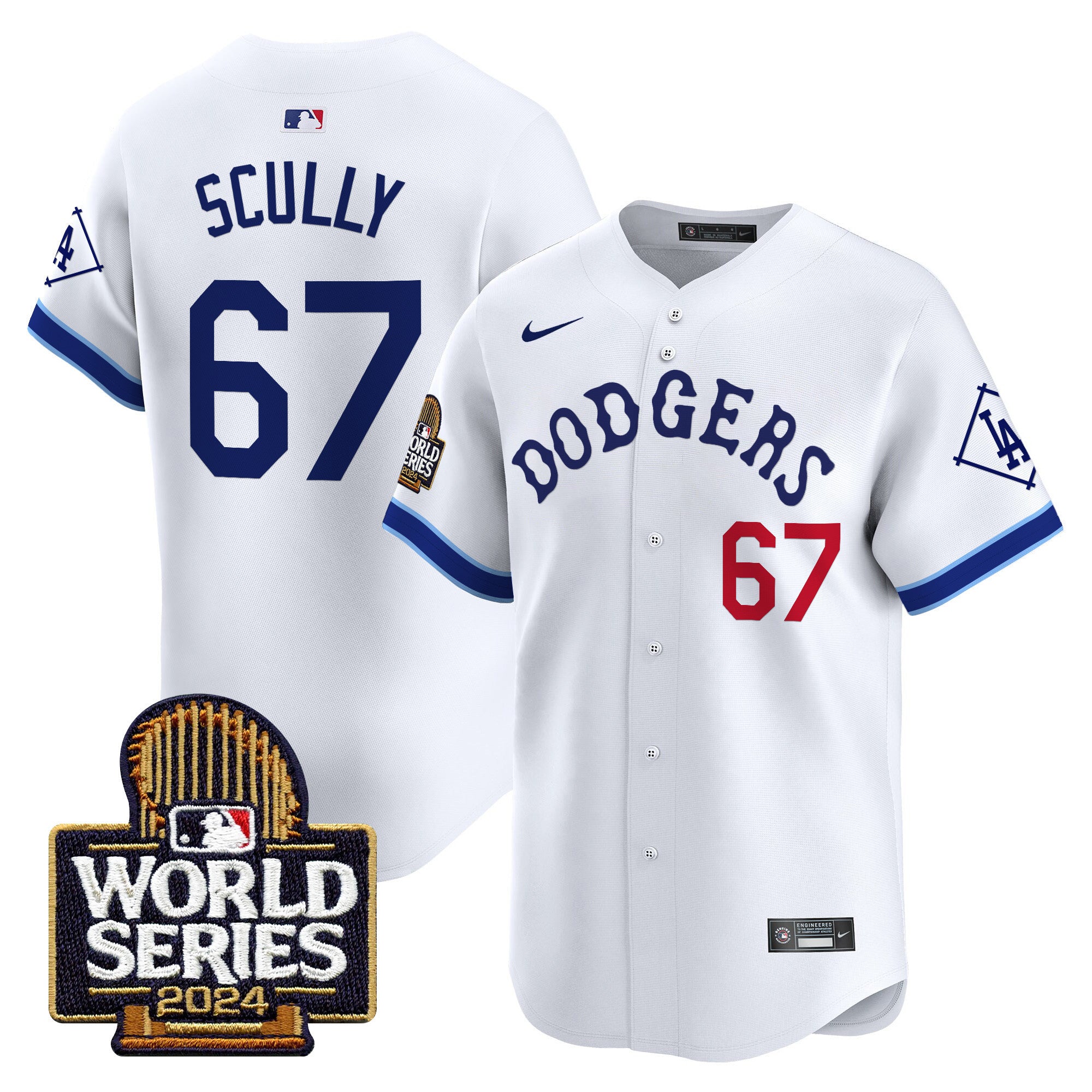 Men's Dodgers Tribute 2024 World Series Vapor Premier Limited Jersey - All Stitched - White, Vin Scully