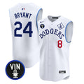 Men's Dodgers Tribute Vin Scully Patch Vapor Premier Sleeveless Jersey - All Stitched - White, Kobe Bryant