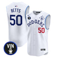 Men's Dodgers Tribute Vin Scully Patch Vapor Premier Sleeveless Jersey - All Stitched - White, Mookie Betts