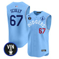 Men's Dodgers Tribute Vin Scully Patch Vapor Premier Sleeveless Jersey - All Stitched - Blue, Vin Scully