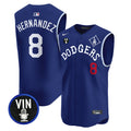 Men's Dodgers Tribute Vin Scully Patch Vapor Premier Sleeveless Jersey - All Stitched - Royal, Kike Hernandez
