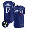 Men's Dodgers Tribute Vin Scully Patch Vapor Premier Sleeveless Jersey - All Stitched - Royal, Shohei Ohtani