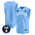 Men's Dodgers Tribute Vin Scully Patch Vapor Premier Sleeveless Jersey - All Stitched - Blue, Team