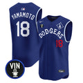 Men's Dodgers Tribute Vin Scully Patch Vapor Premier Sleeveless Jersey - All Stitched - Royal, Yamamoto