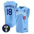 Men's Dodgers Tribute Vin Scully Patch Vapor Premier Sleeveless Jersey - All Stitched - Blue, Yamamoto