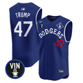 Men's Dodgers Tribute Vin Scully Patch Vapor Premier Sleeveless Jersey - All Stitched - Royal, Donald Trump