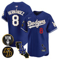 Men's Dodgers Vin & Kobe Patch Gold Trim Vapor Premier Limited Jersey V2 - All Stitched - Royal, Kike Hernandez