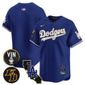 Men's Dodgers Vin & Kobe Patch Gold Trim Vapor Premier Limited Jersey V2 - All Stitched - Royal, Team