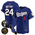 Men's Dodgers Vin & Kobe Patch Gold Trim Vapor Premier Limited Jersey V2 - All Stitched - Royal, Kobe Bryant