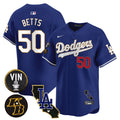 Men's Dodgers Vin & Kobe Patch Gold Trim Vapor Premier Limited Jersey V2 - All Stitched - Royal, Mookie Betts