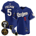 Men's Dodgers Vin & Kobe Patch Gold Trim Vapor Premier Limited Jersey V2 - All Stitched - Royal, Freddie Freeman