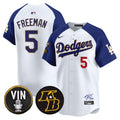 Men's Dodgers Vin Patch & Kobe Bryant Signature Vapor Premier Limited Jersey - All Stitched - White Alternate, Freddie Freeman