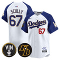 Men's Dodgers Vin Patch & Kobe Bryant Signature Vapor Premier Limited Jersey - All Stitched - White Alternate, Vin Scully