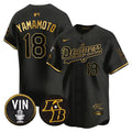 Men's Dodgers Vin Patch & Kobe Bryant Signature Vapor Premier Limited Jersey - All Stitched - Mamba Gold, Yamamoto