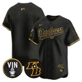 Men's Dodgers Vin Patch & Kobe Bryant Signature Vapor Premier Limited Jersey - All Stitched - Mamba Gold, Team