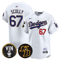 Men's Dodgers Vin Patch & Kobe Bryant Signature Vapor Premier Limited Jersey - All Stitched - White, Vin Scully