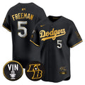 Men's Dodgers Vin Patch & Kobe Bryant Signature Vapor Premier Limited Jersey - All Stitched - Black Gold, Freddie Freeman