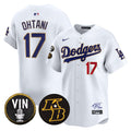 Men's Dodgers Vin Patch & Kobe Bryant Signature Vapor Premier Limited Jersey - All Stitched - White, Shohei Ohtani