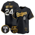 Men's Dodgers Vin Patch & Kobe Bryant Signature Vapor Premier Limited Jersey - All Stitched - Black Gold, Kobe Bryant