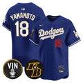 Men's Dodgers Vin Patch & Kobe Bryant Signature Vapor Premier Limited Jersey - All Stitched - Royal, Yamamoto