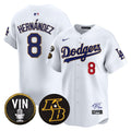 Men's Dodgers Vin Patch & Kobe Bryant Signature Vapor Premier Limited Jersey - All Stitched - White, Kike Hernandez