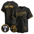 Men's Dodgers Vin Patch & Kobe Bryant Signature Vapor Premier Limited Jersey - All Stitched - Mamba Gold, Freddie Freeman