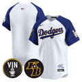 Men's Dodgers Vin Patch & Kobe Bryant Signature Vapor Premier Limited Jersey - All Stitched - White Alternate, Team