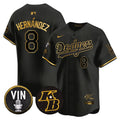 Men's Dodgers Vin Patch & Kobe Bryant Signature Vapor Premier Limited Jersey - All Stitched - Mamba Gold, Kike Hernandez