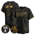 Men's Dodgers Vin Patch & Kobe Bryant Signature Vapor Premier Limited Jersey - All Stitched - Mamba Gold, Shohei Ohtani