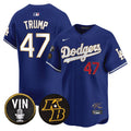Men's Dodgers Vin Patch & Kobe Bryant Signature Vapor Premier Limited Jersey - All Stitched - Royal, Donald Trump