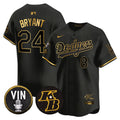 Men's Dodgers Vin Patch & Kobe Bryant Signature Vapor Premier Limited Jersey - All Stitched - Mamba Gold, Kobe Bryant