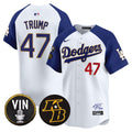 Men's Dodgers Vin Patch & Kobe Bryant Signature Vapor Premier Limited Jersey - All Stitched - White Alternate, Donald Trump