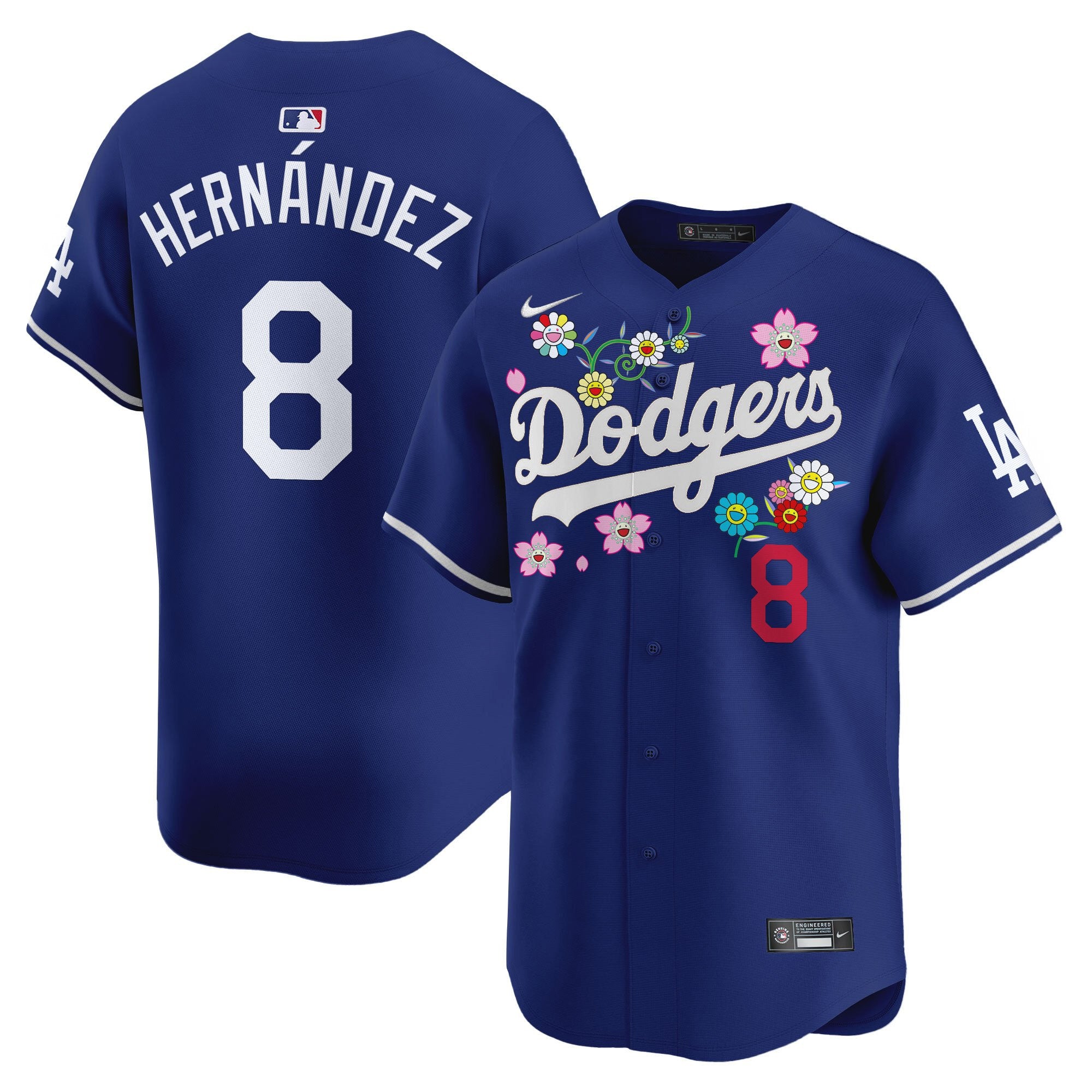 Men's Dodgers x Takashi Murakami 2025 Vapor Premier Limited Jersey - Stitched - Royal, Kike Hernandez
