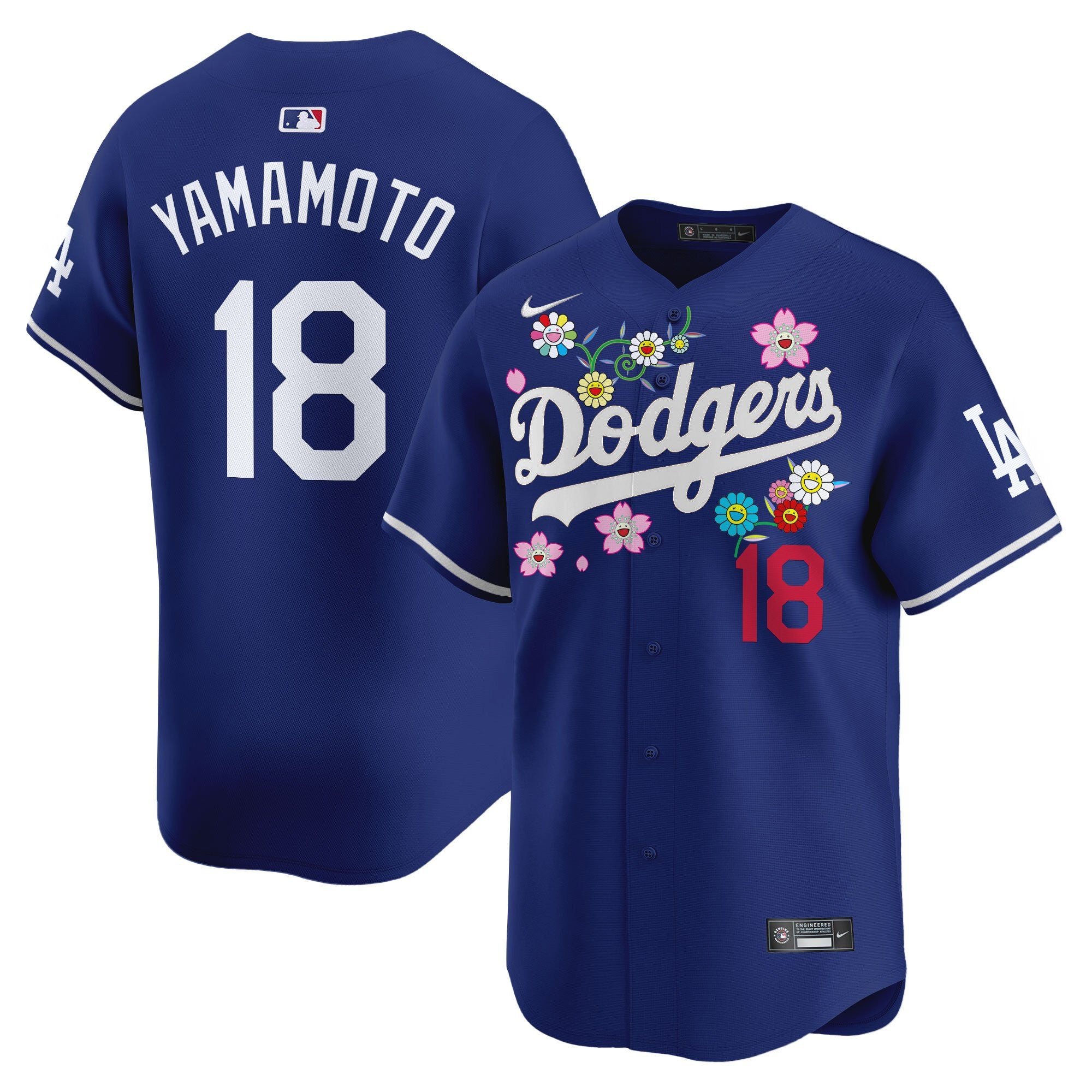 Men's Dodgers x Takashi Murakami 2025 Vapor Premier Limited Jersey - Stitched - Royal, Yamamoto